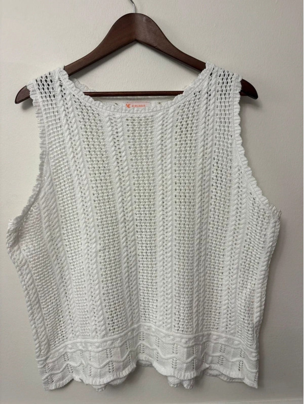 Crochet Cable-Knit Sleeveless Sweater Top Women’s XL